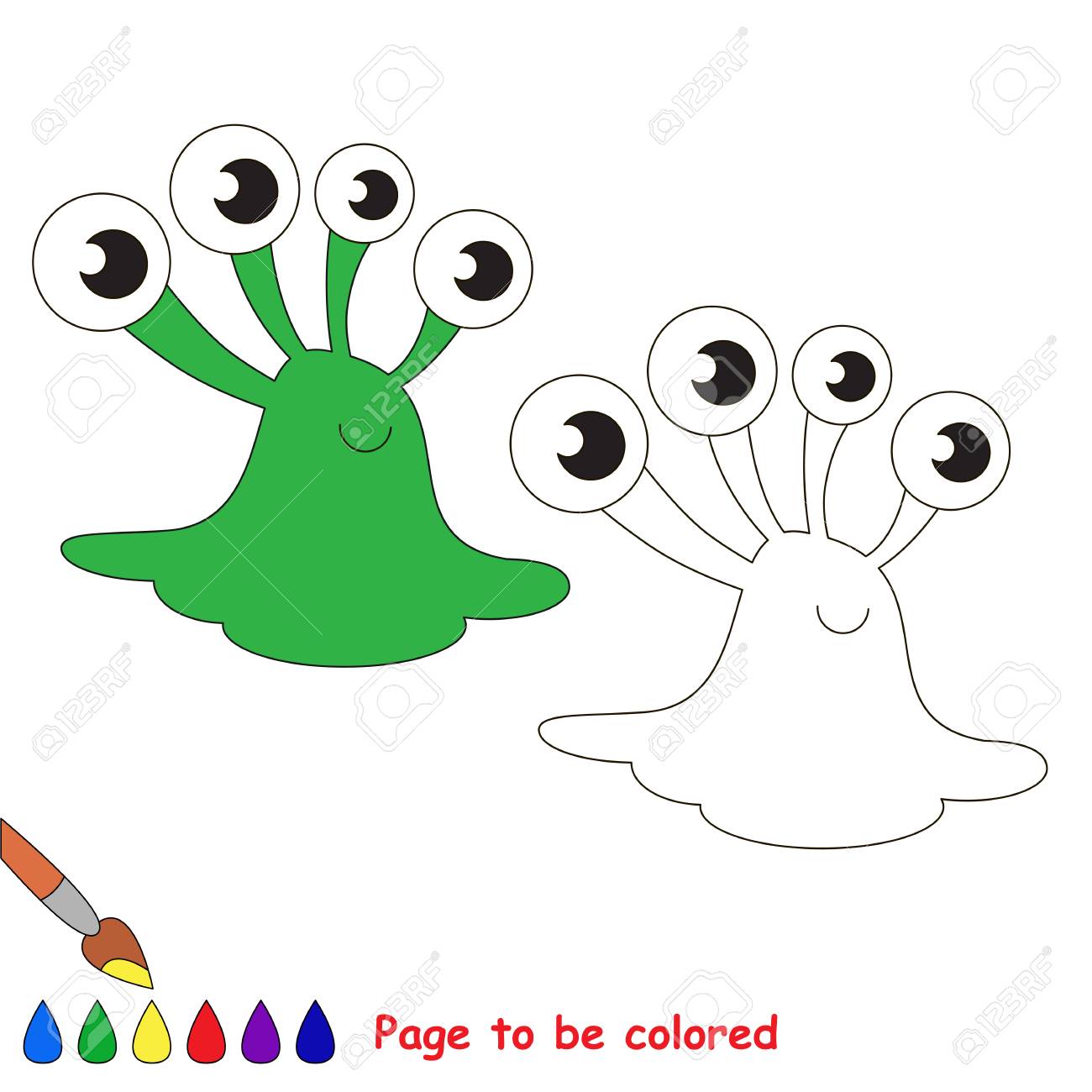 Slug alien to be colored the coloring book for preschool kids with easy educational gaming level royalty free svg cliparts vectors and stock illustration image