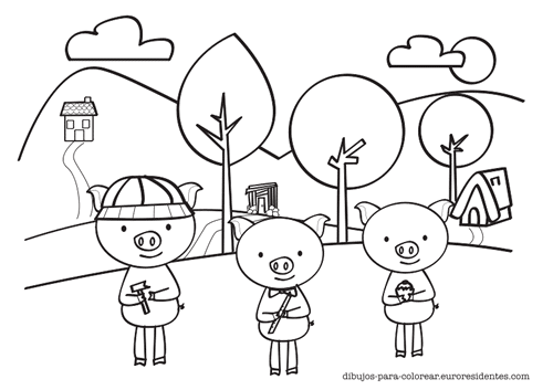 Dibujo de los cerditos para colorear