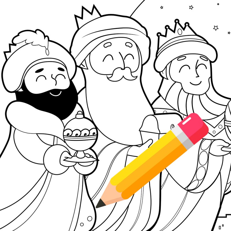 Dibujos fãciles de los reyes magos para pintar con niãos en navidad