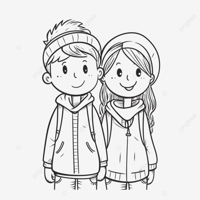 Dibujo de ilustraciãn un hombre y una niãa con suãter en el del quema la pãgina