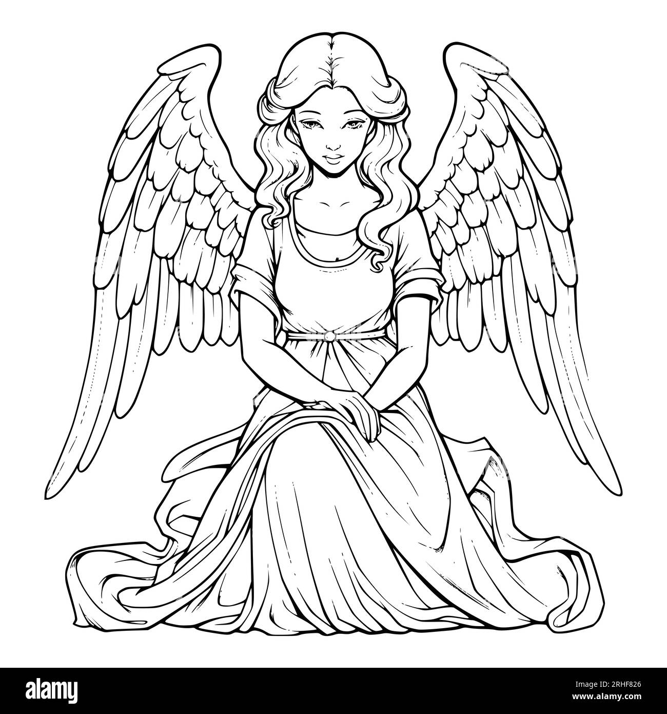 Angel coloring pages for kids stock vector image art
