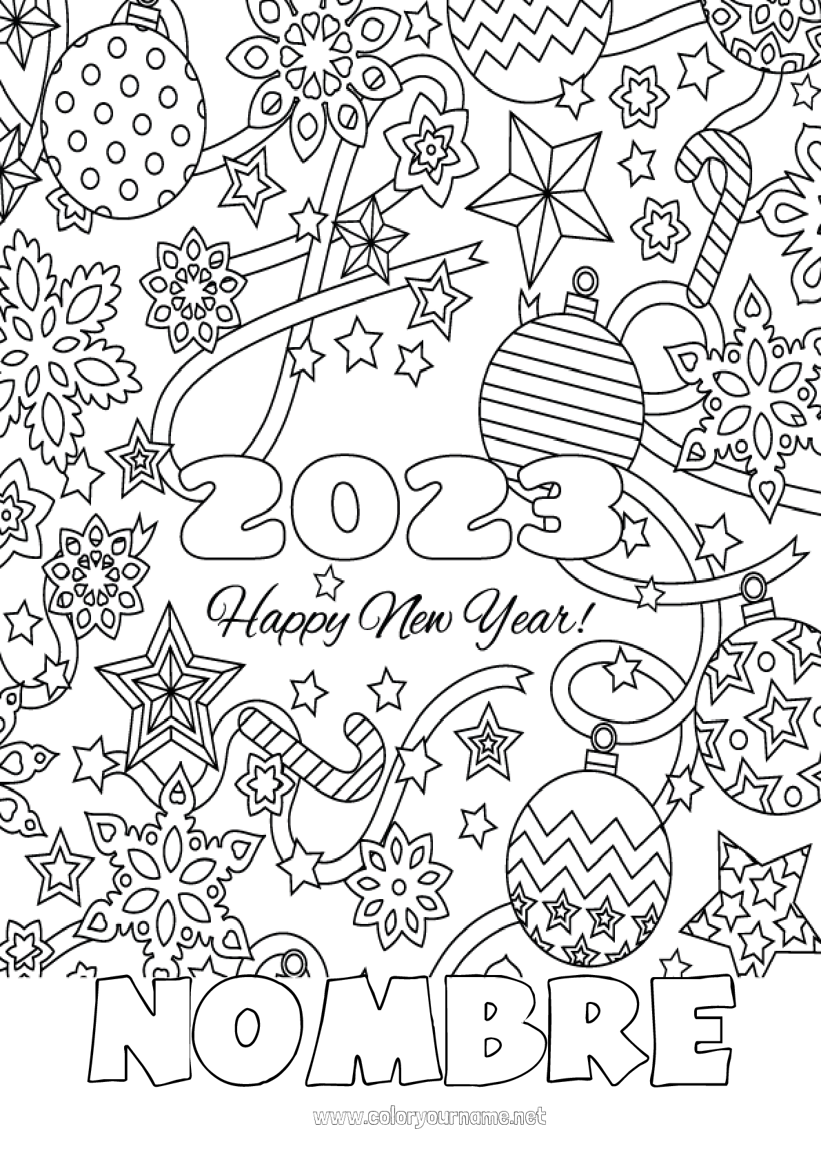 Feliz aão nuevo para colorear coloriage bonne annãe souhaiter la bonne annãe