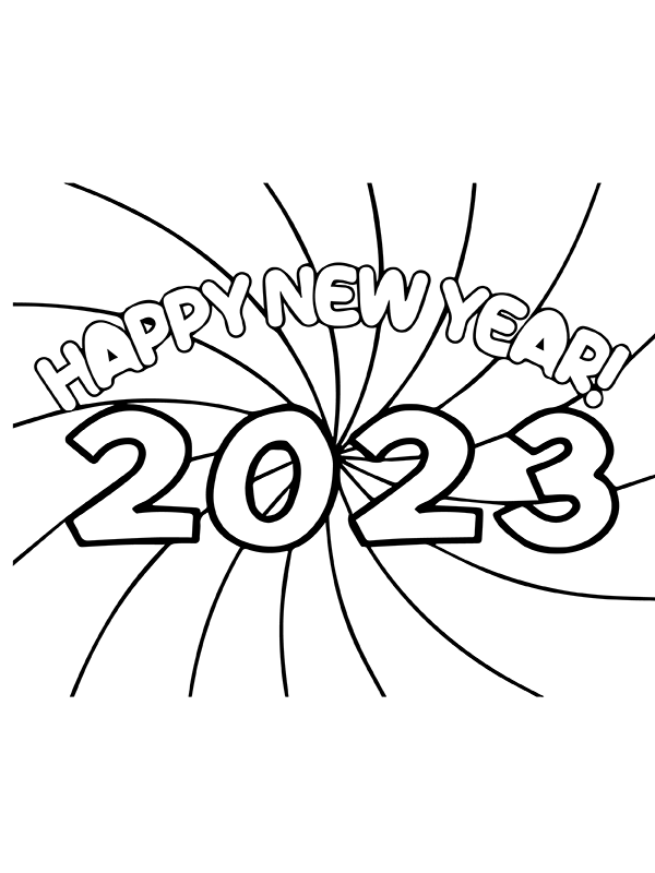 Feliz aão nuevo para colorear imprimir e dibujar â