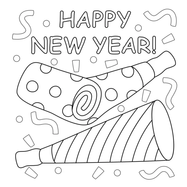 Una pãgina para colorear lindo divertido feliz aão nuevo proporciona vector de stock por abbydesign