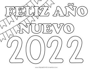 Feliz aão nuevo hojas para colorear happy new year coloring sheets