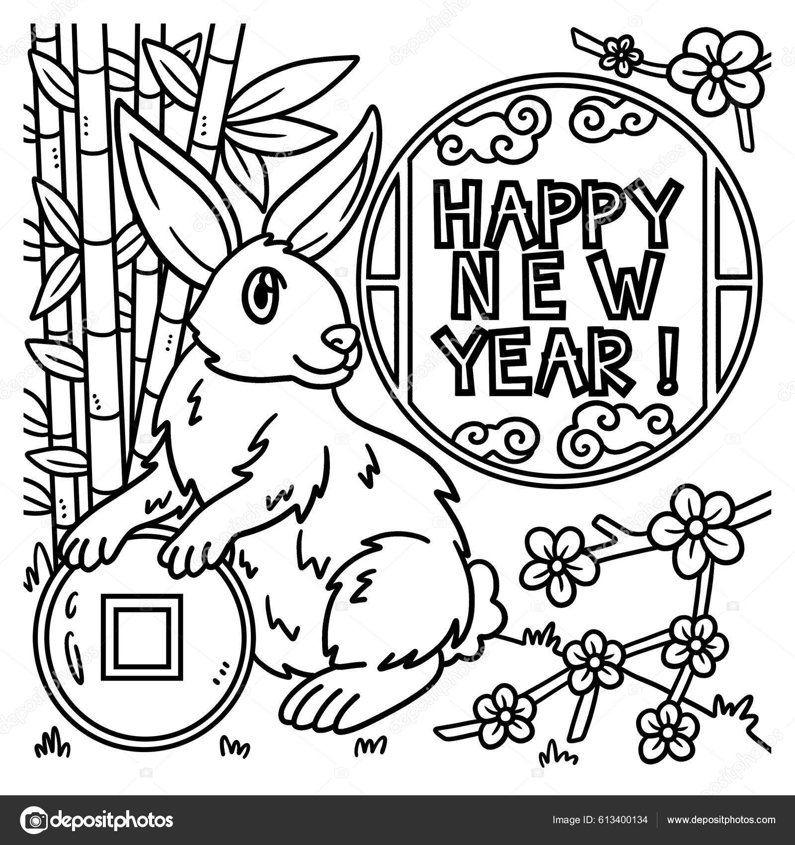 Una pãgina para colorear lindo divertido feliz aão nuevo proporciona vector de stock por abbydesign