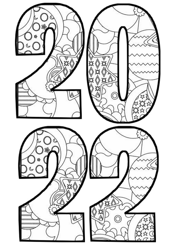 Dibujo para colorear relajante ano nuevo feliz aão