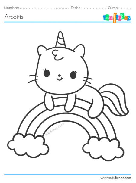 Ptar arcoiris bonitos gatito para colorear libros para colorear libro de colores