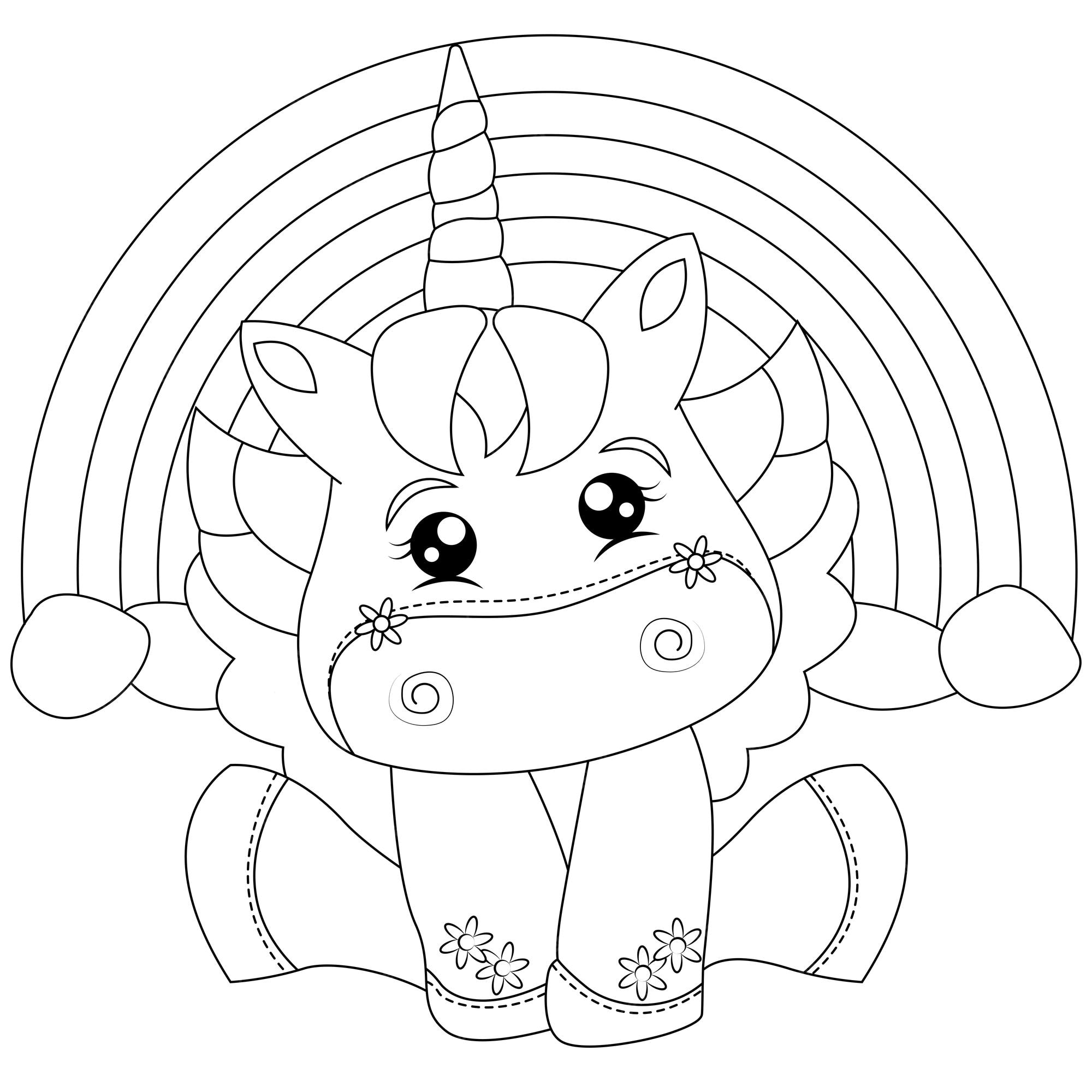 Premium vector cute unicorn coloring page