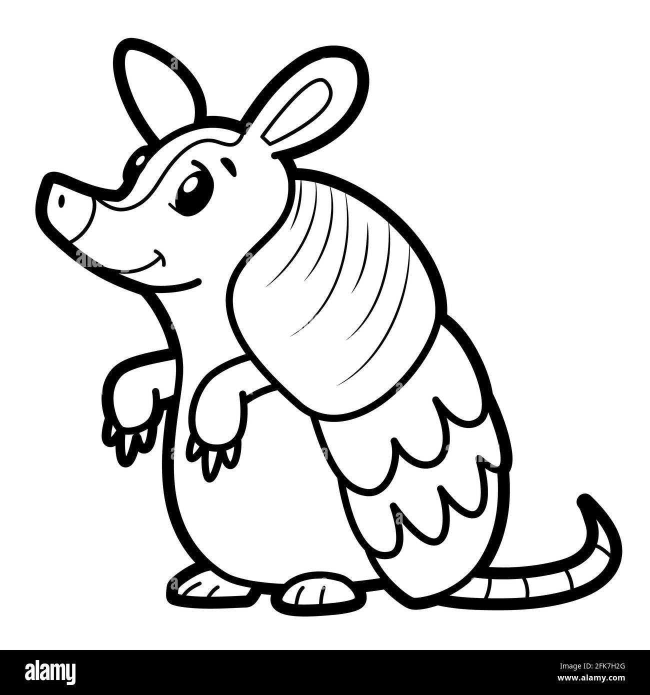 Coloring book or page for kids armadillo black and white illustration stock photo