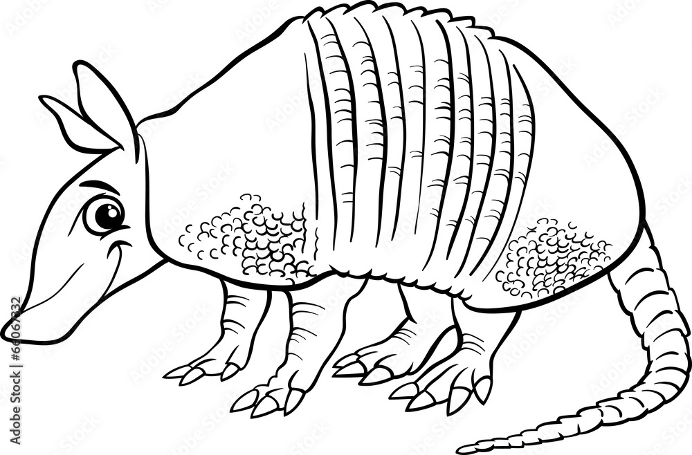 Armadillo animal cartoon coloring page vector de