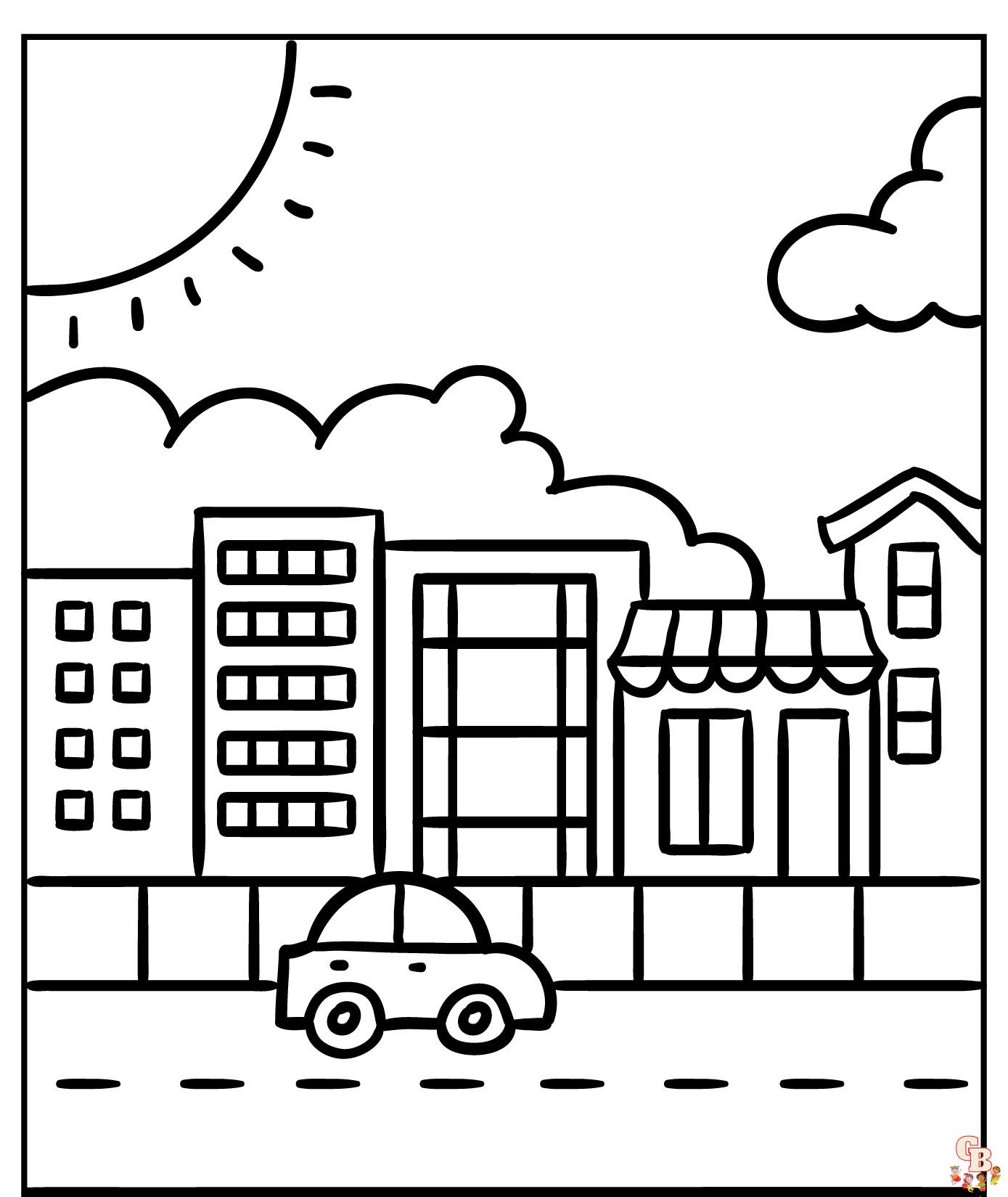 Pãginas imprimibles gratuitas para colorear de la ciudad para niãos