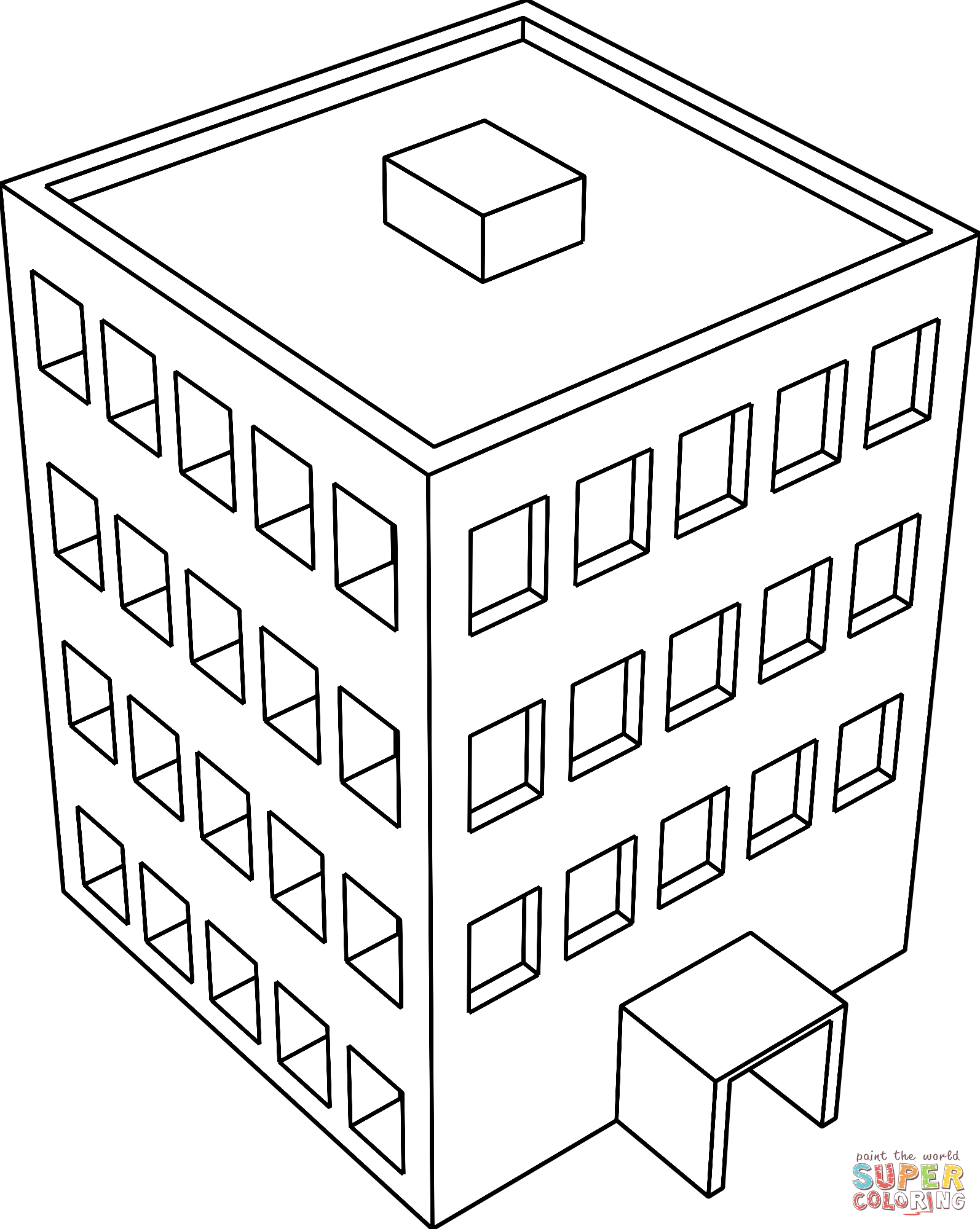 Dibujo de perspectiva del edificio para colorear dibujos para colorear imprimir gratis