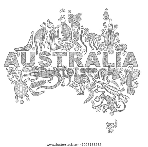 Mapa estilizado de australia esbozos al vector de stock libre de regalãas