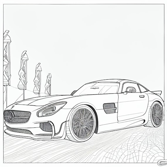 Pãginas para colorear de mercedes benz para niãos y adultos descarga e impresiãn instantãnea para disfrute artãstico personal imprimir y pintar