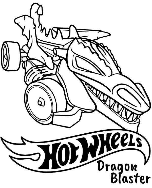 Dragon blaster hot wheels has dragon head in front coloring pages