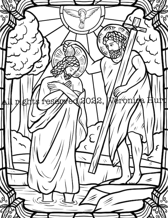 Dibujo del bautismo del seãor para colorear para niãos y adultos