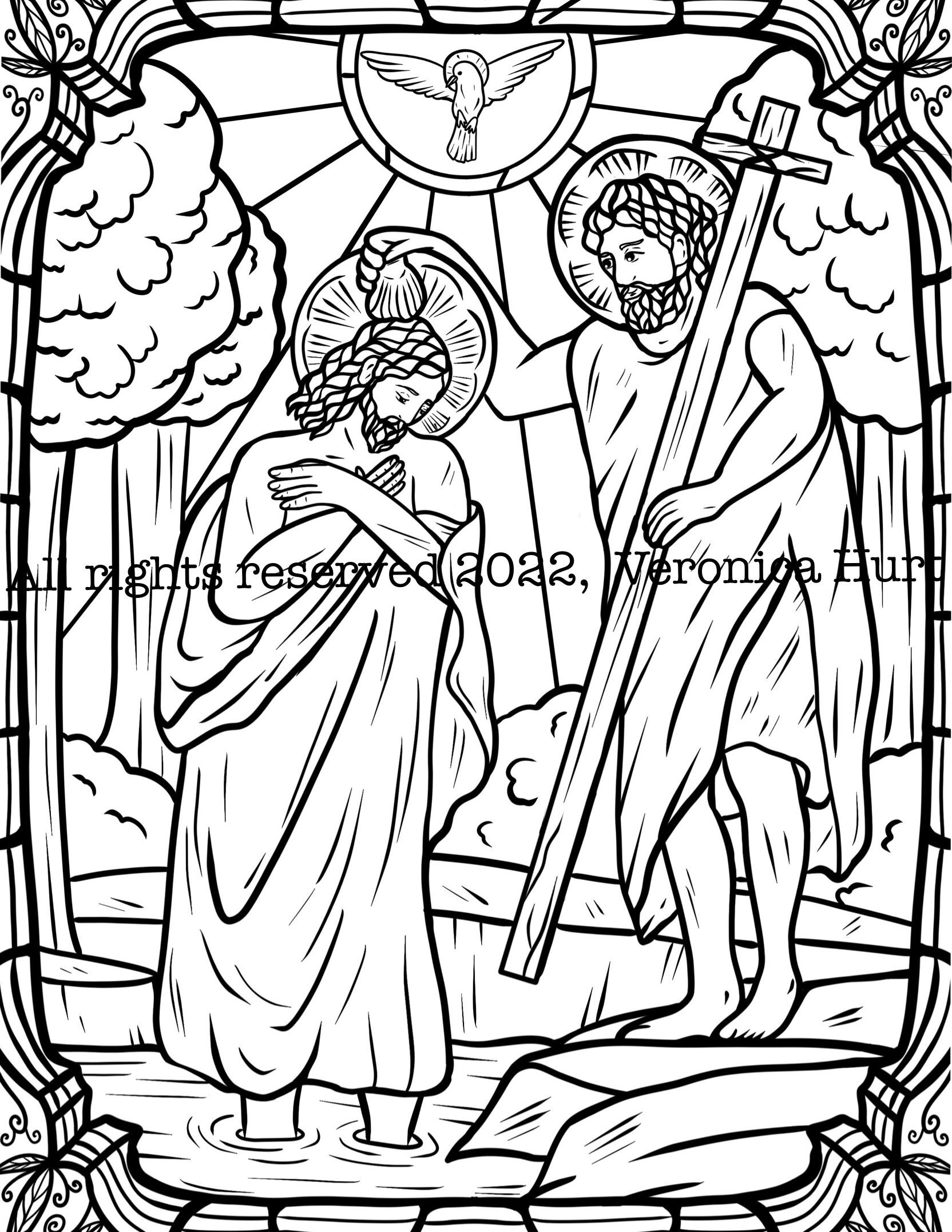 Dibujo del bautismo del seãor para colorear para niãos y adultos