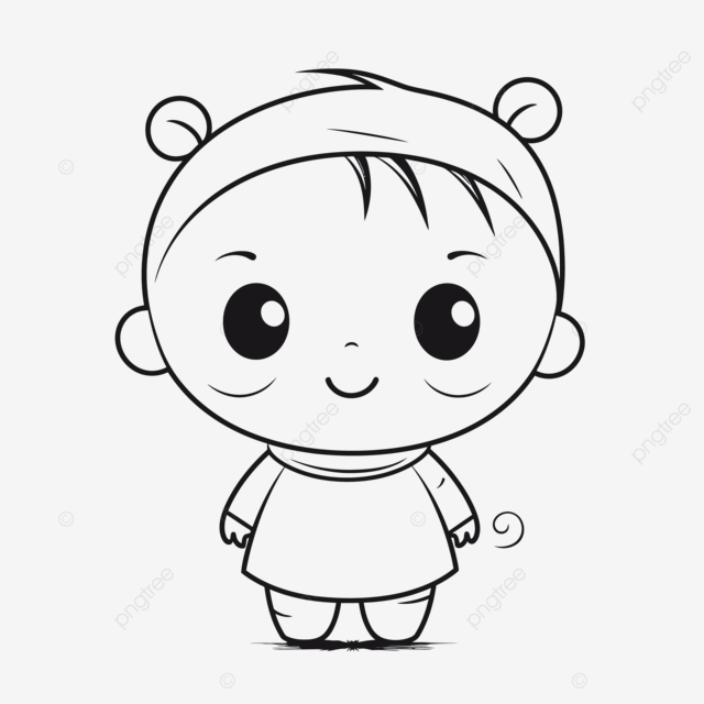 Dibujo de pãginas para colorear personaje niãa bebã con un boceto contorno fondo negro vector png dibujos dibujo bebe dibujo de ala dibujo de niãa png y vector para dcargar gratis