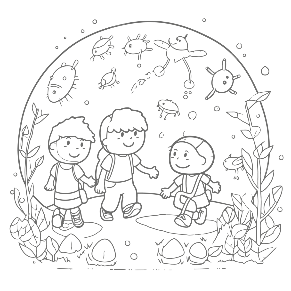 Los niãos caminan por la zona y debajo del dibujo del contorno del agua vector png dibujo de biologia quema de biologãa bosquejo de biologãa png y vector para dcargar gratis