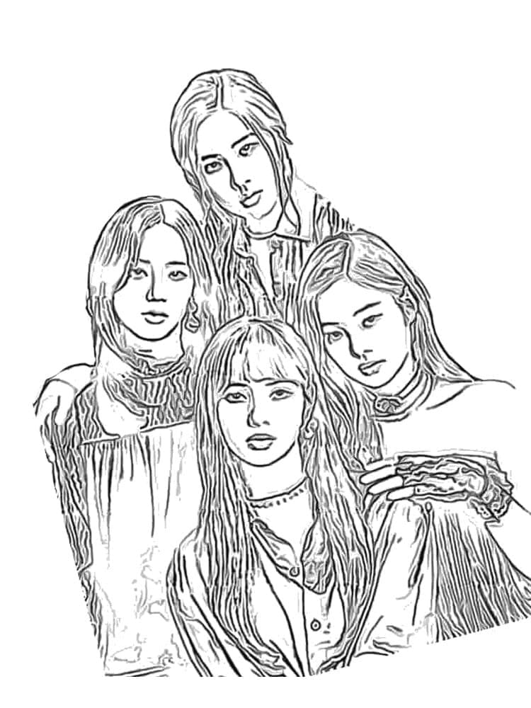 Korean girl group blackpink coloring page