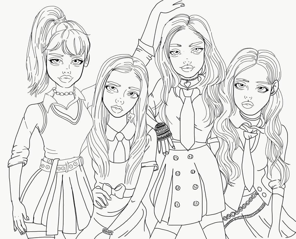 Cute blackpink coloring page