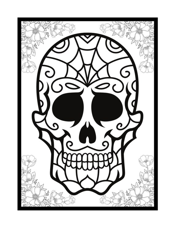 Dia de los muertos skull coloring page sugar skull coloring for adults mexican skull color page pod coloring page instant delivery