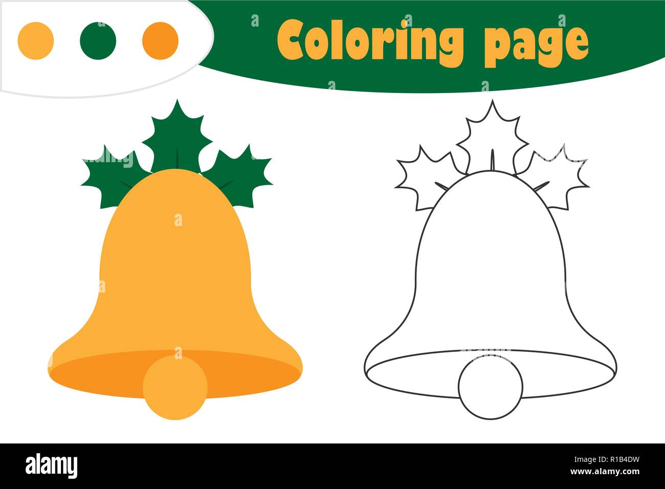Bell in cartoon style christmas coloring page education paper game for the development of children kids preschool activity printable worksheet ve stock vector image art