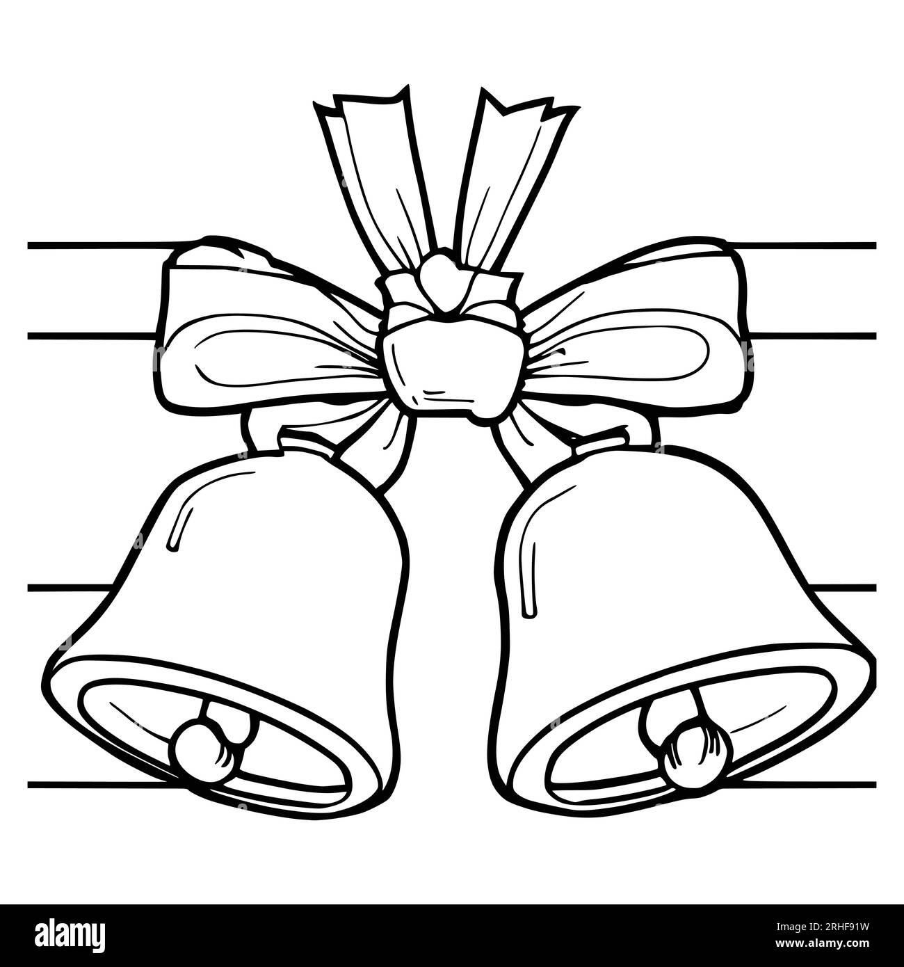 Campanas con cinta para colorear pãginas de dibujo para niãos imagen vector de stock