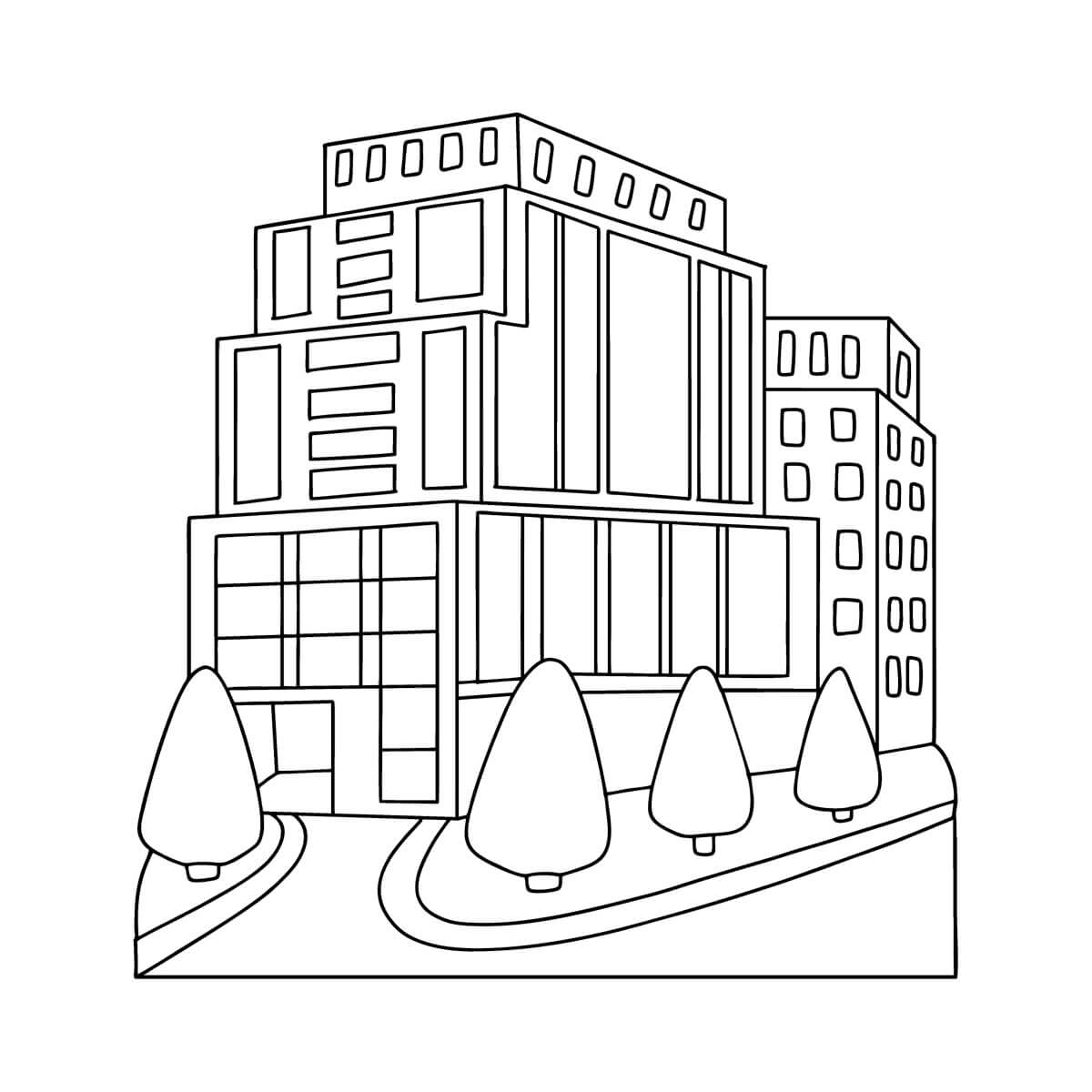 Edificio de casas modernas para colorear imprimir e dibujar â