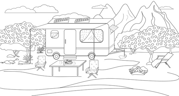Imãgenes fotos de stock objetos en d y vectores sobre camping coloring page