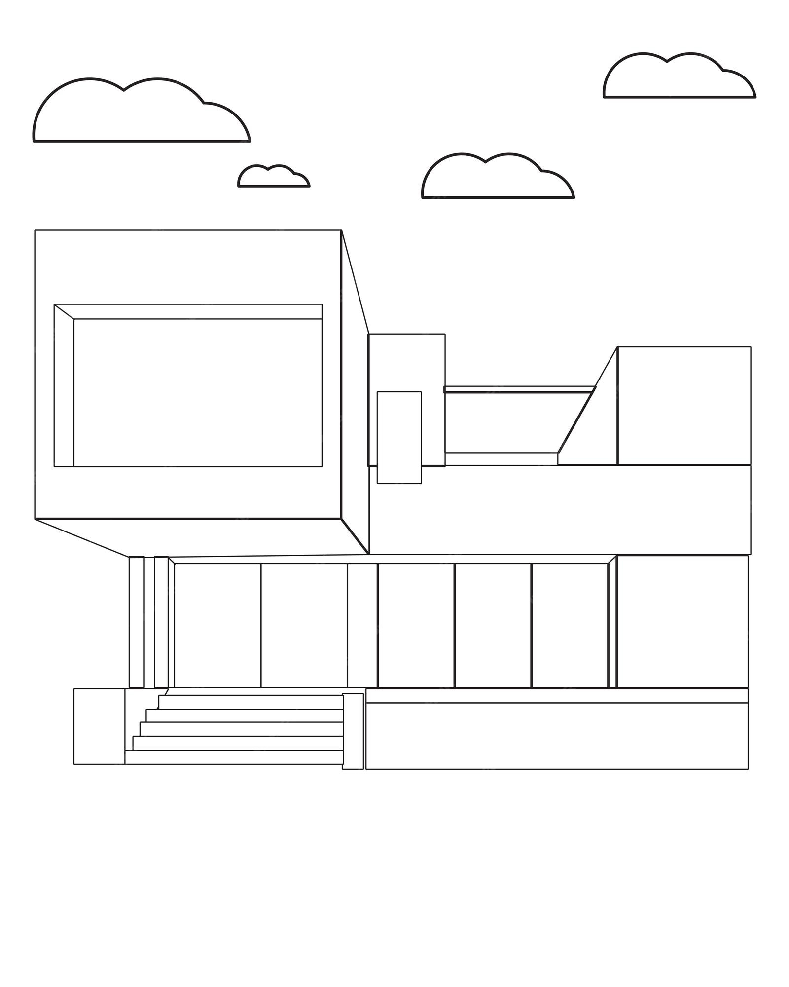Premium vector modern house coloring page designeasy coloring page
