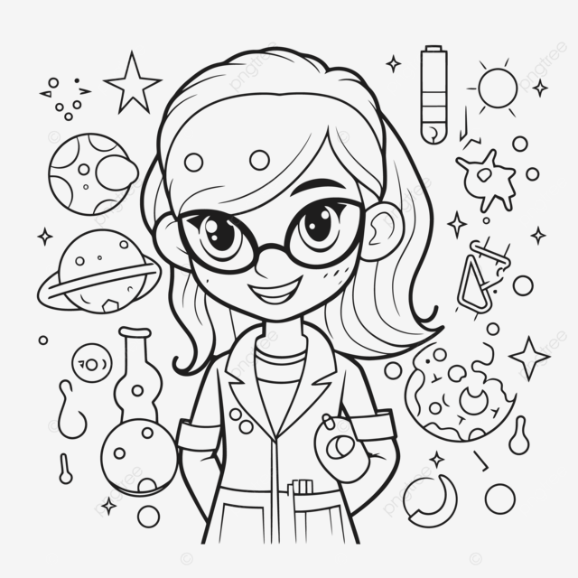 Dibujo de niãa cientãfica hoja para colorear su hijo bozar vector png dibujos dibujo de ala dibujo de niãa dibujo cientãfico png y vector para dcargar gratis