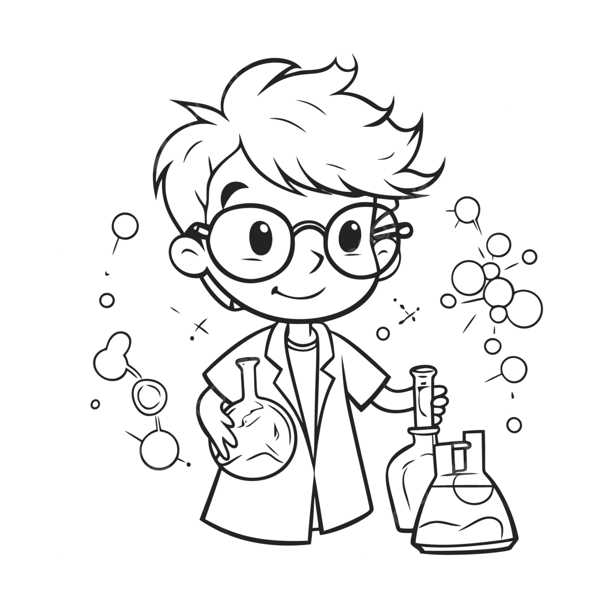 Dibujo de joven cientãfico con lãquido para colorear pãgina niãos bozar vector png dibujos dibujo de ala dibujo cientãfico dibujo de anillo png y vector para dcargar gratis