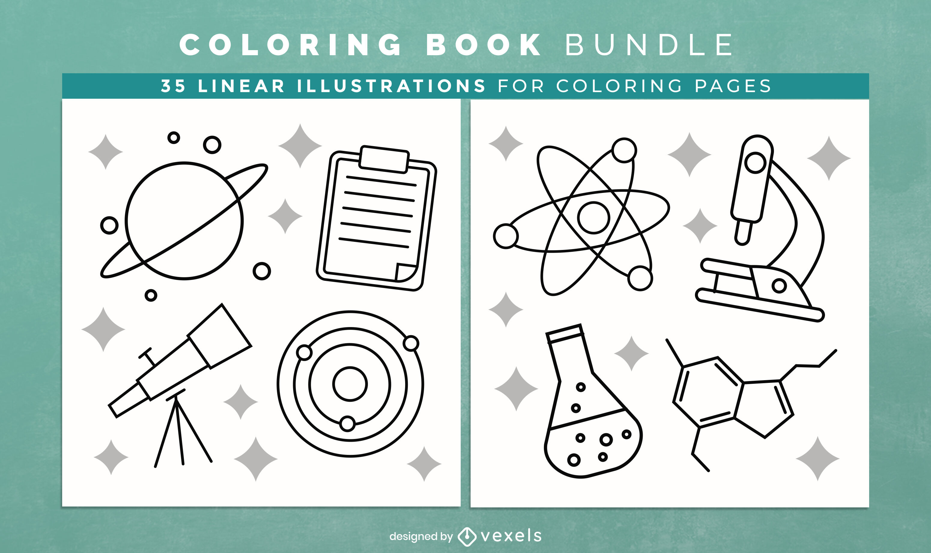 Science coloring book pages design vector download