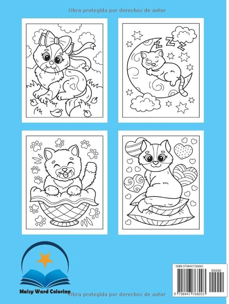 Gatos lindo libro de colorear para niãos de a aãos pãginas para colorear divertidas y fãcil en un tilo lindo y adorable gatos de dibujos animados gatitos y gatos unicornio