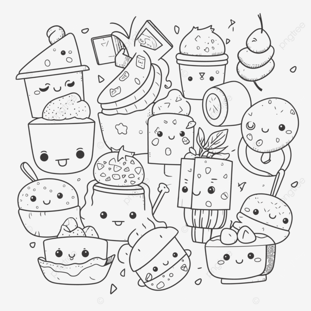 Dibujo de pãgina para colorear con un diseão kawaii lindo quema ida y bebida vector png dibujos dibujo kawaii dibujo de ala dibujo de ida png y vector para dcargar gratis
