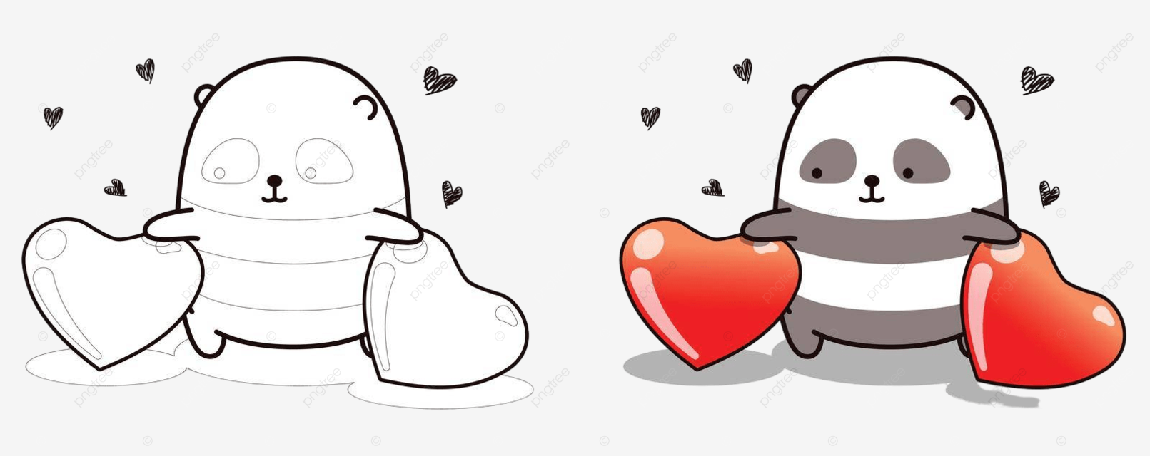 Dibujo de dibujo para colorear fãcil panda dibujos animados con dos corazon vector png dibujos dibujo del corazon dibujo del coche dibujo de panda png y vector para dcargar gratis