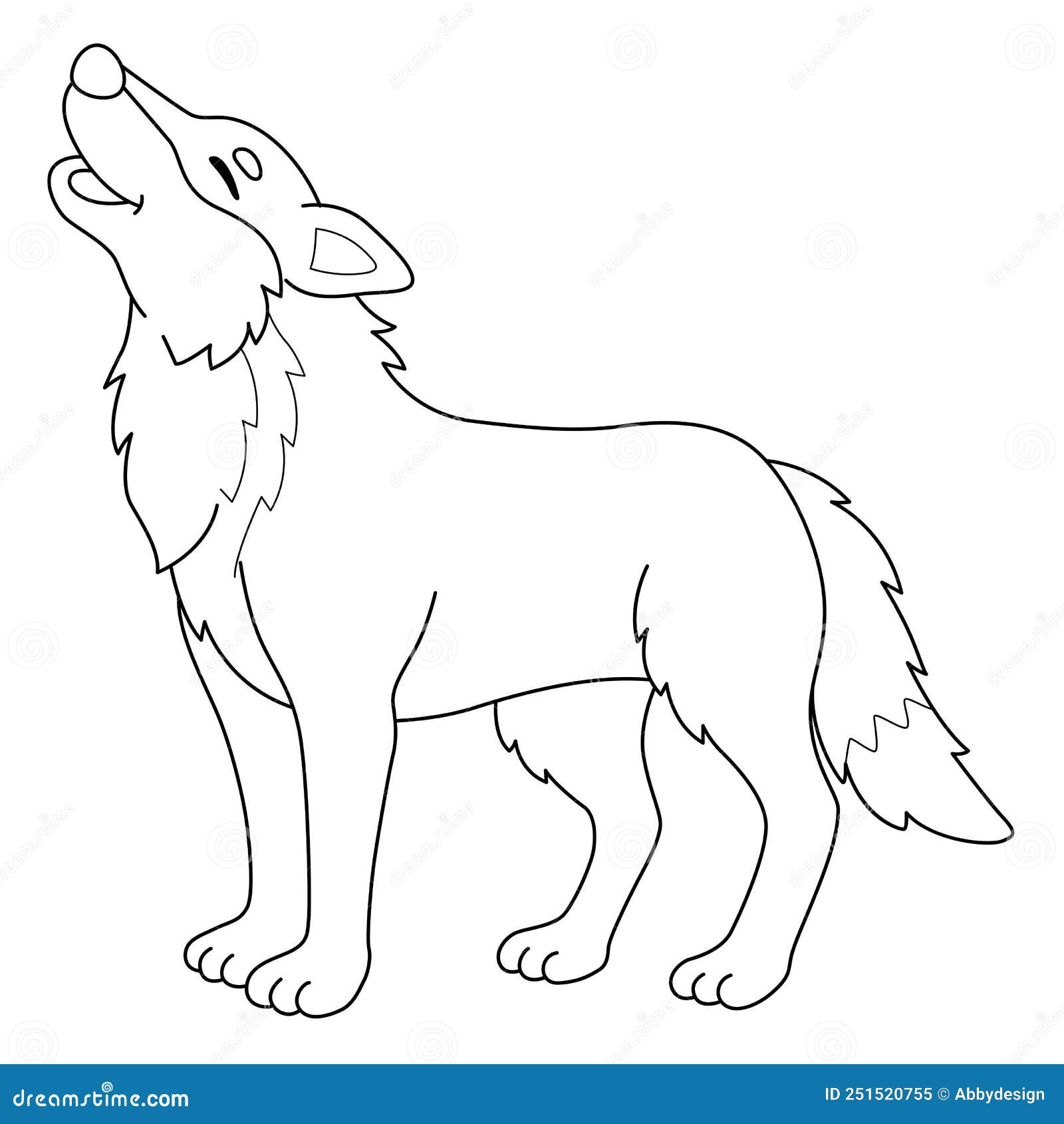 Wolf animal coloring page for kids stock vector
