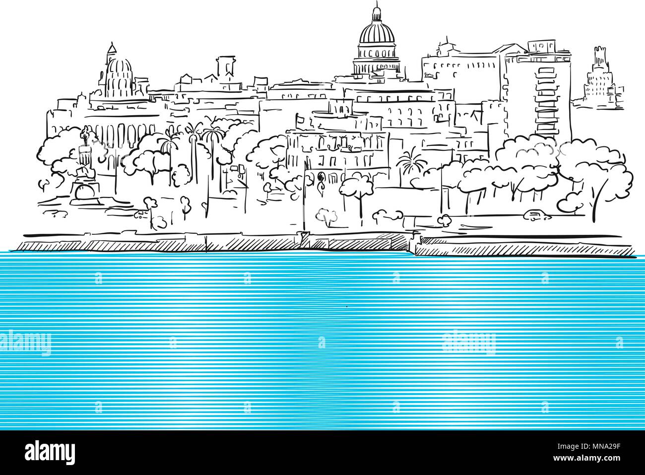 Dibujo la habana cuba imãgen vectorial de stock