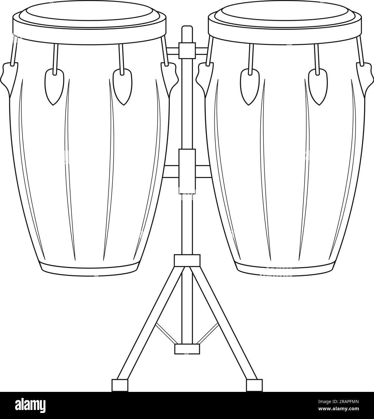 Ilustraciãn vectorial de dibujos animados para colorear fãcil de los tambor de conga aislados sobre fondo blanco imagen vector de stock