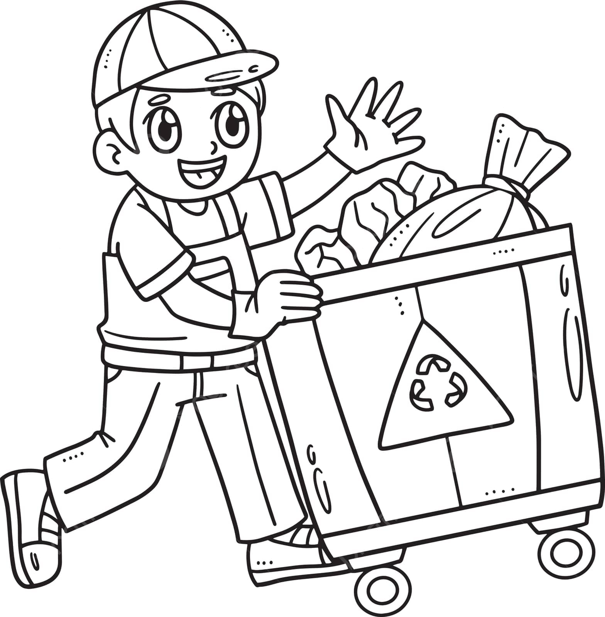 Dibujo de basurero recogiendo bin aislado pãgina para colorear nião pequeão dibujado a mano ilustraciãn vector png dibujos dibujo de rata hombre dibujando dibujo de anillo png y vector para dcargar gratis