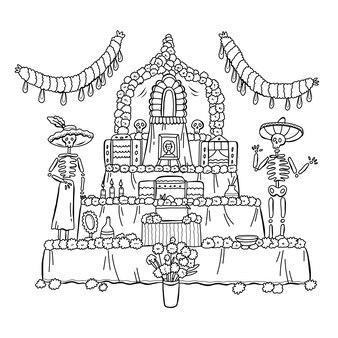 Page dia de los muertos coloring images