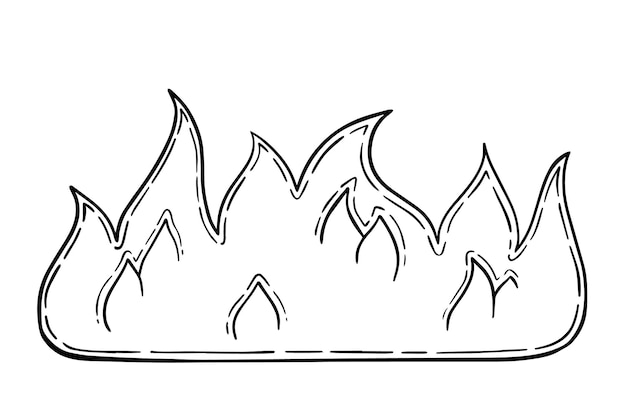 Premium vector burning fire flame doodle line cartoon
