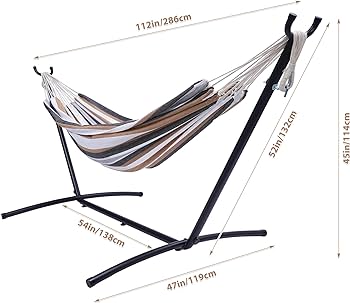 Zeyacaif hamaca doble con soporte capacidad de libras con soporte de acero que ahorra espacio hamaca para personas con bolsa de transporte portãtil para jardãn patio porche patio y
