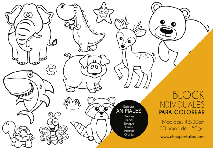Block de individuales animales