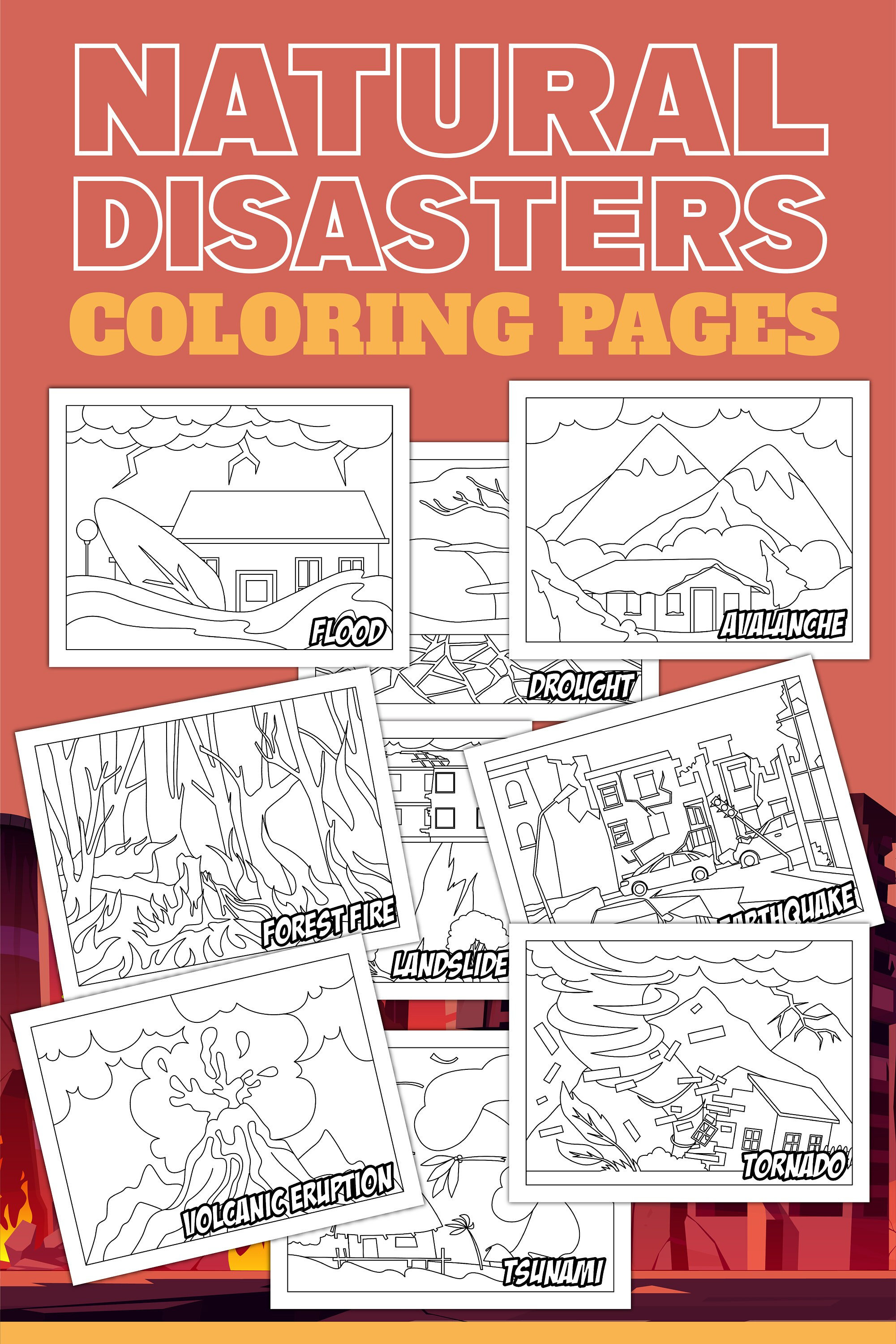 Dibujos para colorear de desastres naturales