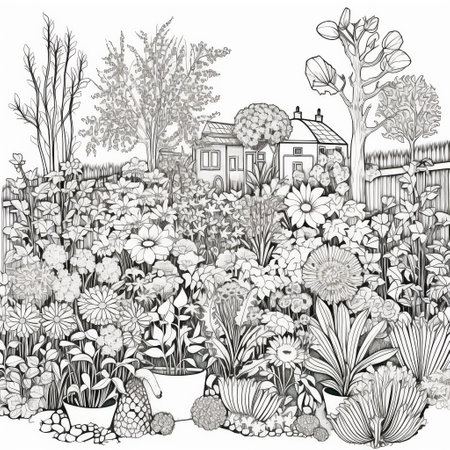 Dibujo de un jardin imãgen y fotos