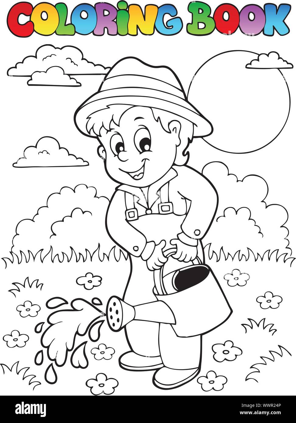 Coloring book jardãn y jardinero imagen vector de stock