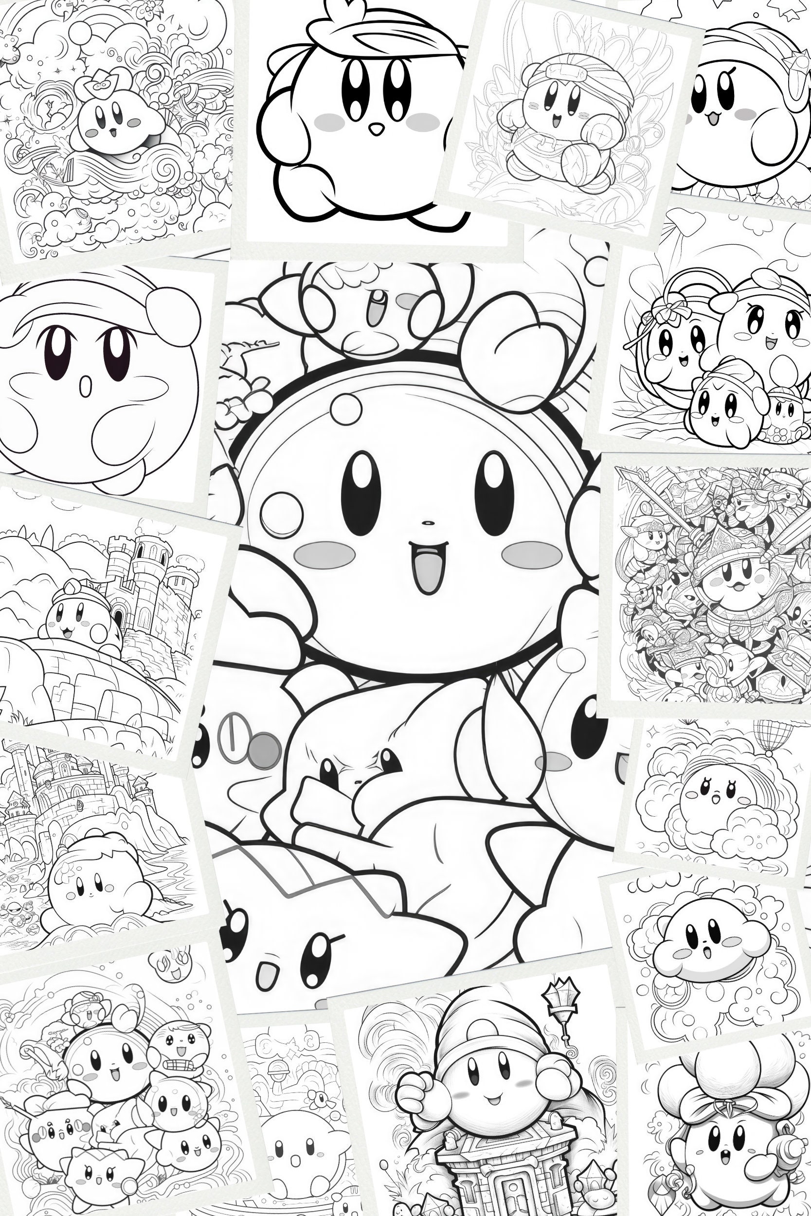 Kirby coloring pages kawaii kirby coloring pages printable digital download kirby kawaii coloring pages